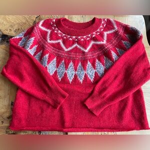 Croft & Barrow Red and Gray Women's Sweater